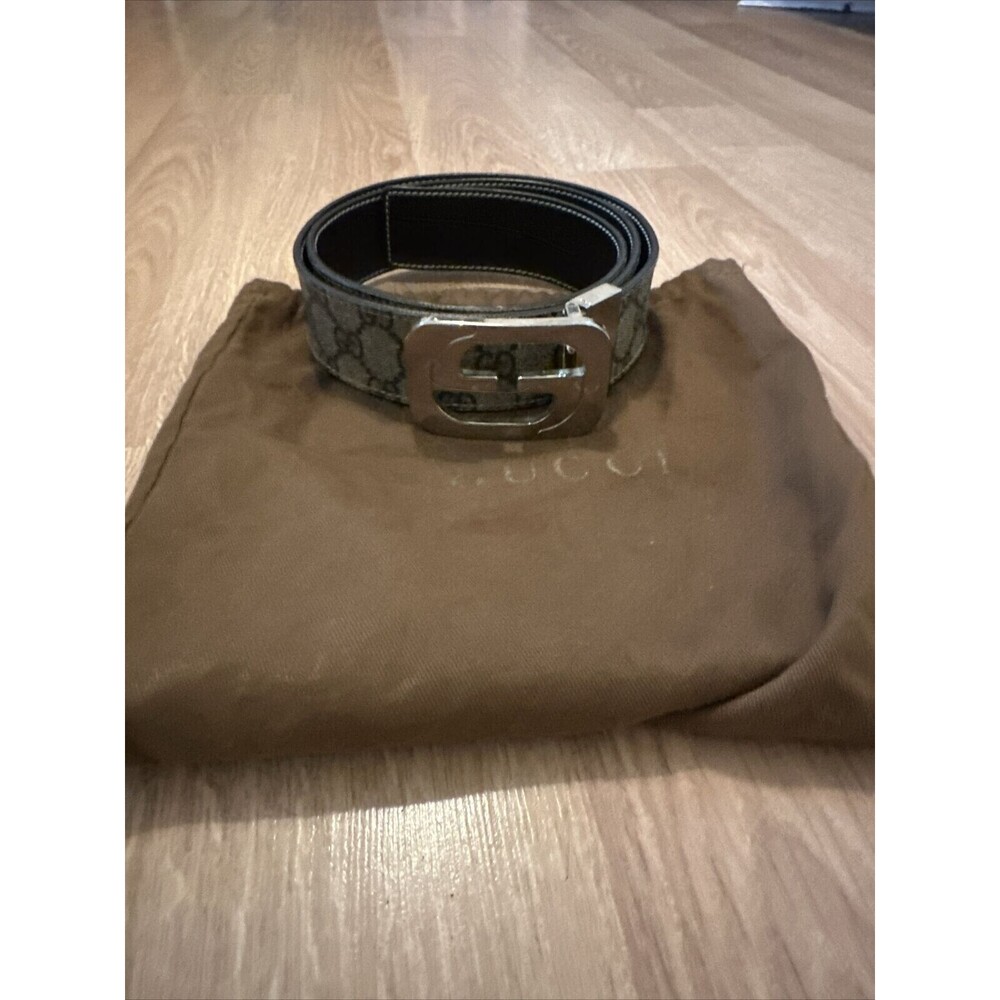 GUCCI Reversible Belt - Square G Buckle - Beige, Brown GG leather - buckle flips